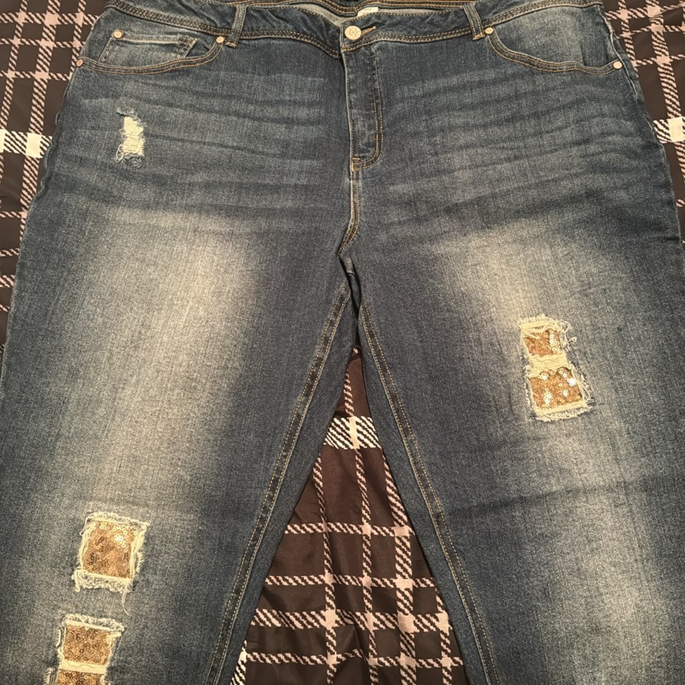 NWT Lane Bryant Curvy Skinny Jeans With Gold Trim Size 20W - Picture 2 of 3
